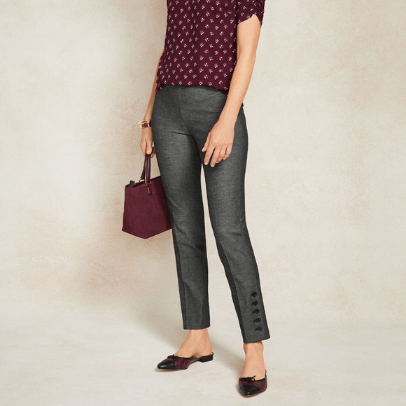 TALBOTS CHATHAM BUTTON-HEM ANKLE PANTS - SHARKSKIN - Picture 1 of 4